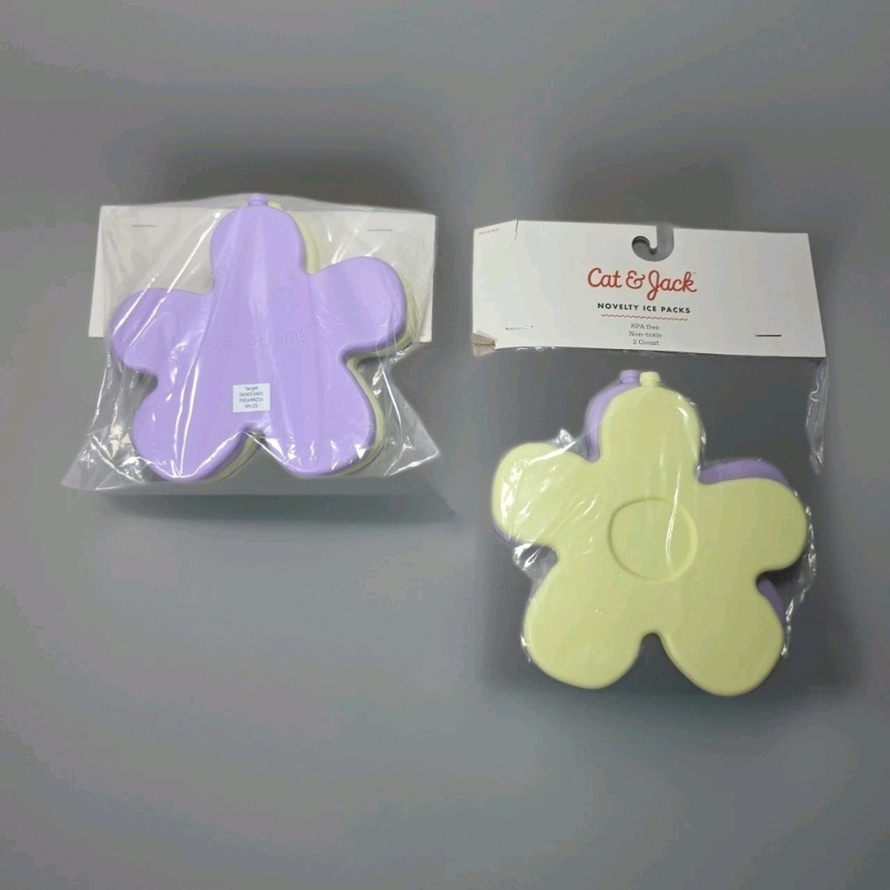 Cat & Jack Set of 2 Refreezable Flower Ice Packs for Lunch Box  BPA Free